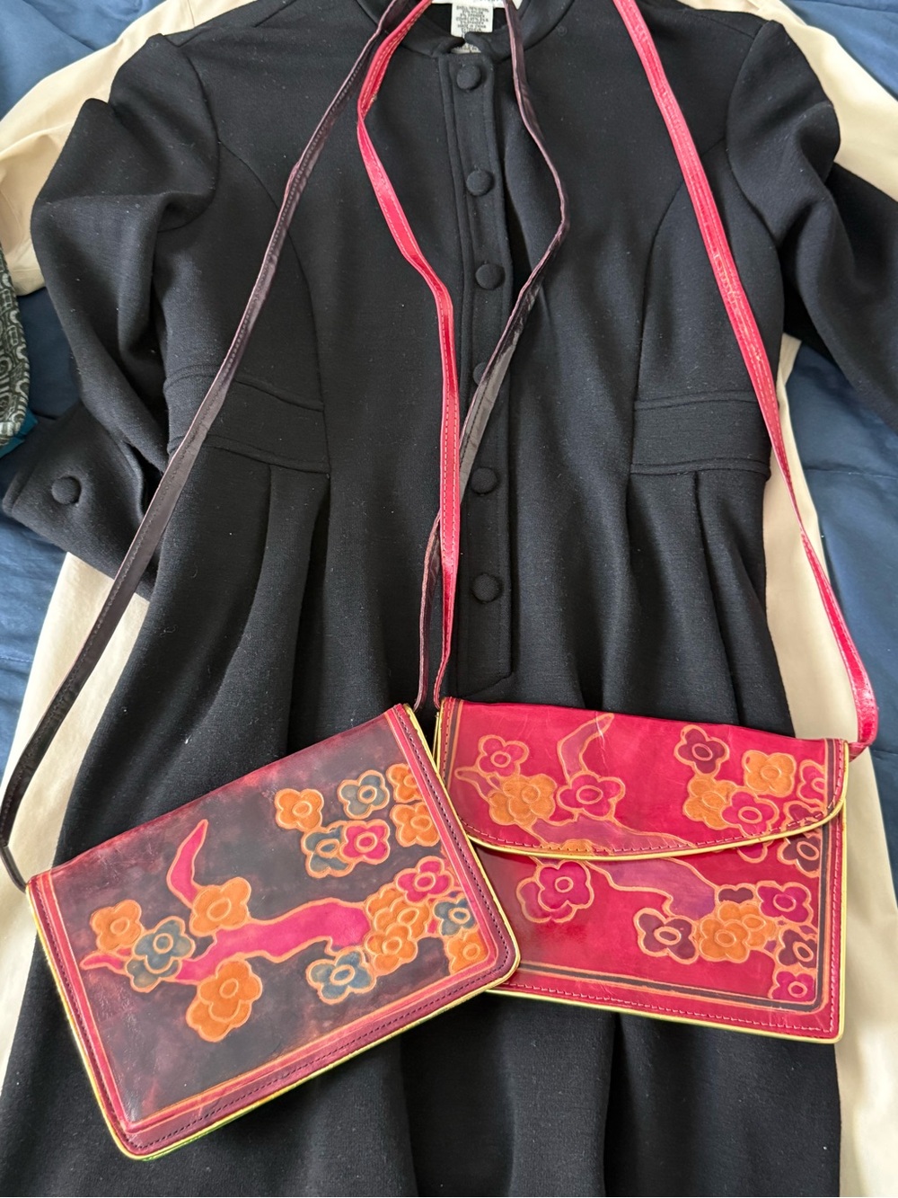 Two Patent Floral Crossbody Bags hand made in India